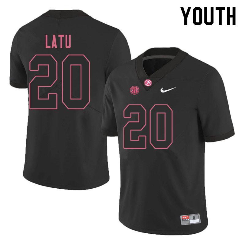 Youth #20 Cameron Latu Alabama Crimson Tide College Football Jerseys Sale-Blackout